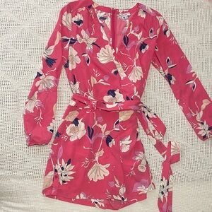 Carolina Belle Pink Floral Long Sleeve Romper